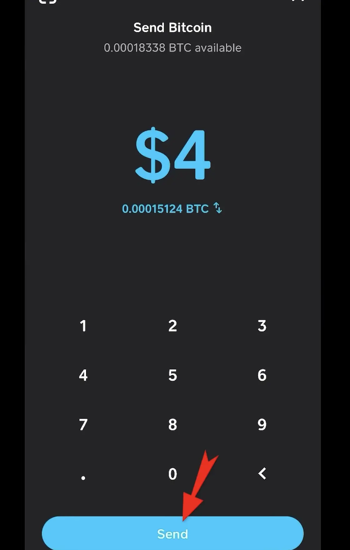Paste BTC address in Cash App